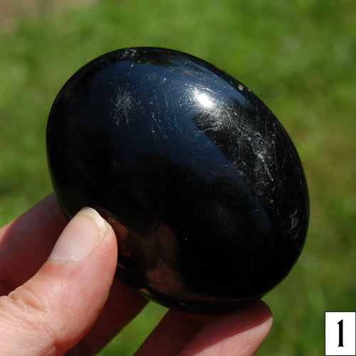 Black Tourmaline Crystal Palm Stone