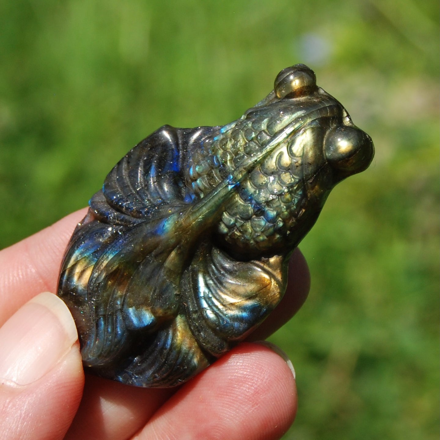 Labradorite Carved Crystal Goldfish