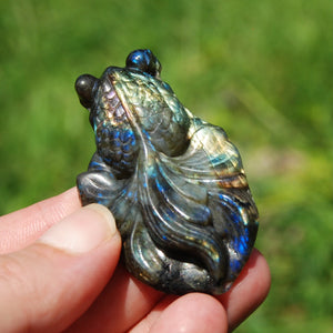 Purple Labradorite Carved Crystal Goldfish