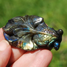 Load image into Gallery viewer, Purple Labradorite Carved Crystal Goldfish
