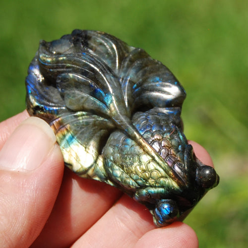 Purple Labradorite Carved Crystal Goldfish