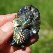 Load image into Gallery viewer, Purple Labradorite Carved Crystal Goldfish
