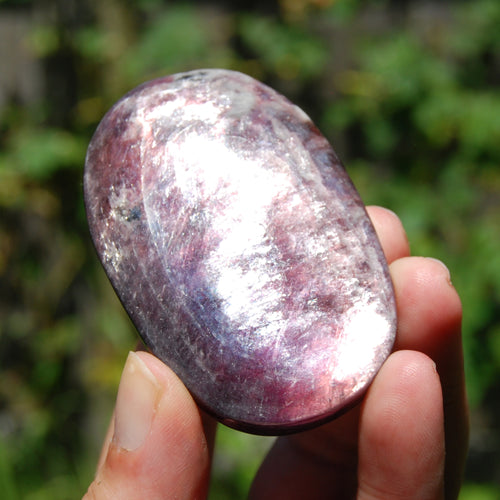 Gem Lepidolite Crystal Palm Stone