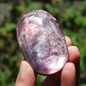 Gem Lepidolite Crystal Palm Stone