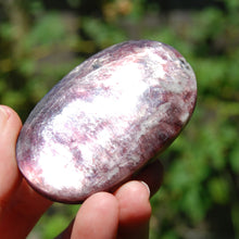 Load image into Gallery viewer, Gem Lepidolite Crystal Palm Stone
