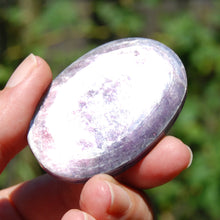 Load image into Gallery viewer, Gem Lepidolite Crystal Palm Stone
