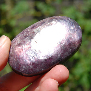 Gem Lepidolite Crystal Palm Stone