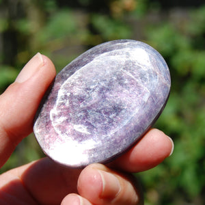 Gem Lepidolite Crystal Palm Stone