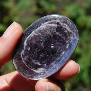 Gem Lepidolite Crystal Palm Stone