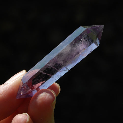 DT Isis Face Smoky Amethyst Quartz Crystal Polished Point, Double Terminated