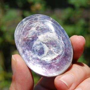 Gem Lepidolite Crystal Palm Stone