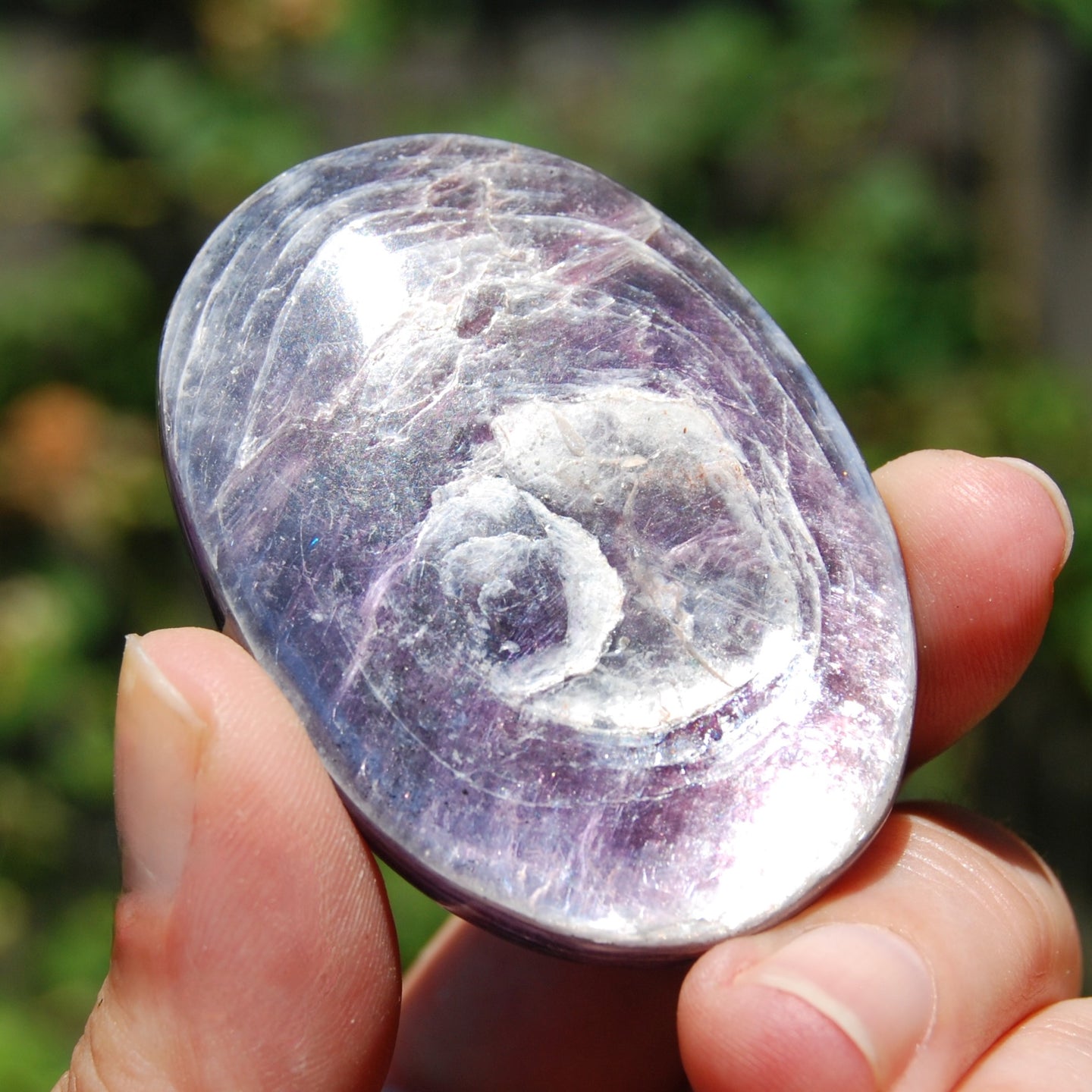 Gem Lepidolite Crystal Palm Stone