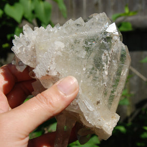 Ornate DT ET Clear Quartz Crystal Stacked Tabby Chain Flower Cluster Master Starbrary