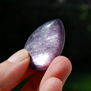 Gem Lepidolite Crystal Cabochon, Silver Leaf Lepidolite