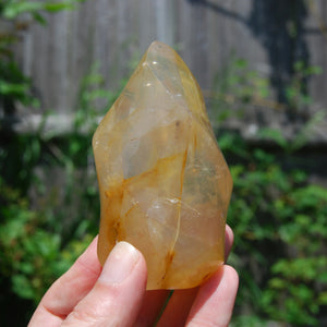 Golden Healer Quartz Carved Crystal Flame Tower, Madagascar