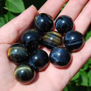 ONE Mini Blue Tiger's Eye Crystal Sphere, 15mm to 30mm