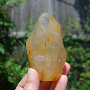 Golden Healer Quartz Carved Crystal Flame Tower, Madagascar