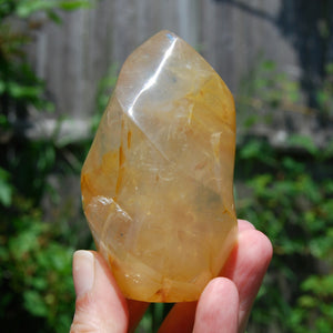 Golden Healer Quartz Carved Crystal Flame Tower, Madagascar