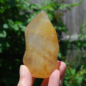 Golden Healer Quartz Carved Crystal Flame Tower, Madagascar