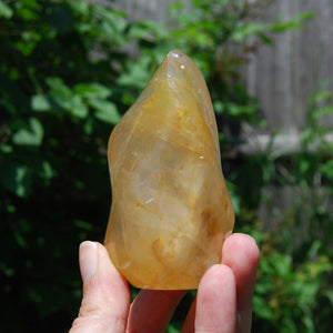 Golden Healer Quartz Carved Crystal Flame Tower, Madagascar