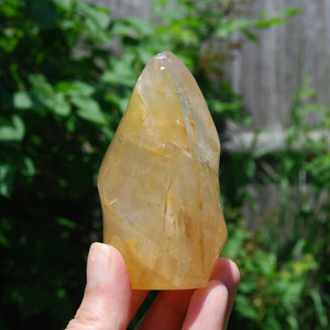 Golden Healer Quartz Carved Crystal Flame Tower, Madagascar