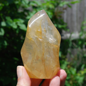 Golden Healer Quartz Carved Crystal Flame Tower, Madagascar