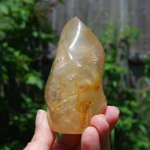 Golden Healer Quartz Carved Crystal Flame Tower, Madagascar