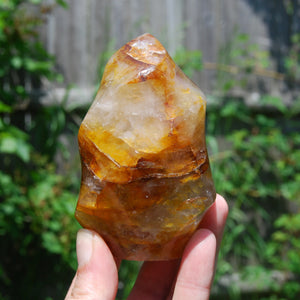 Golden Healer Quartz Carved Crystal Flame Tower, Madagascar