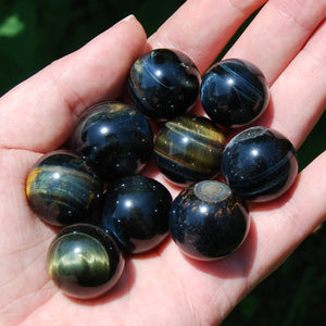 ONE Mini Blue Tiger's Eye Crystal Sphere, 15mm to 30mm