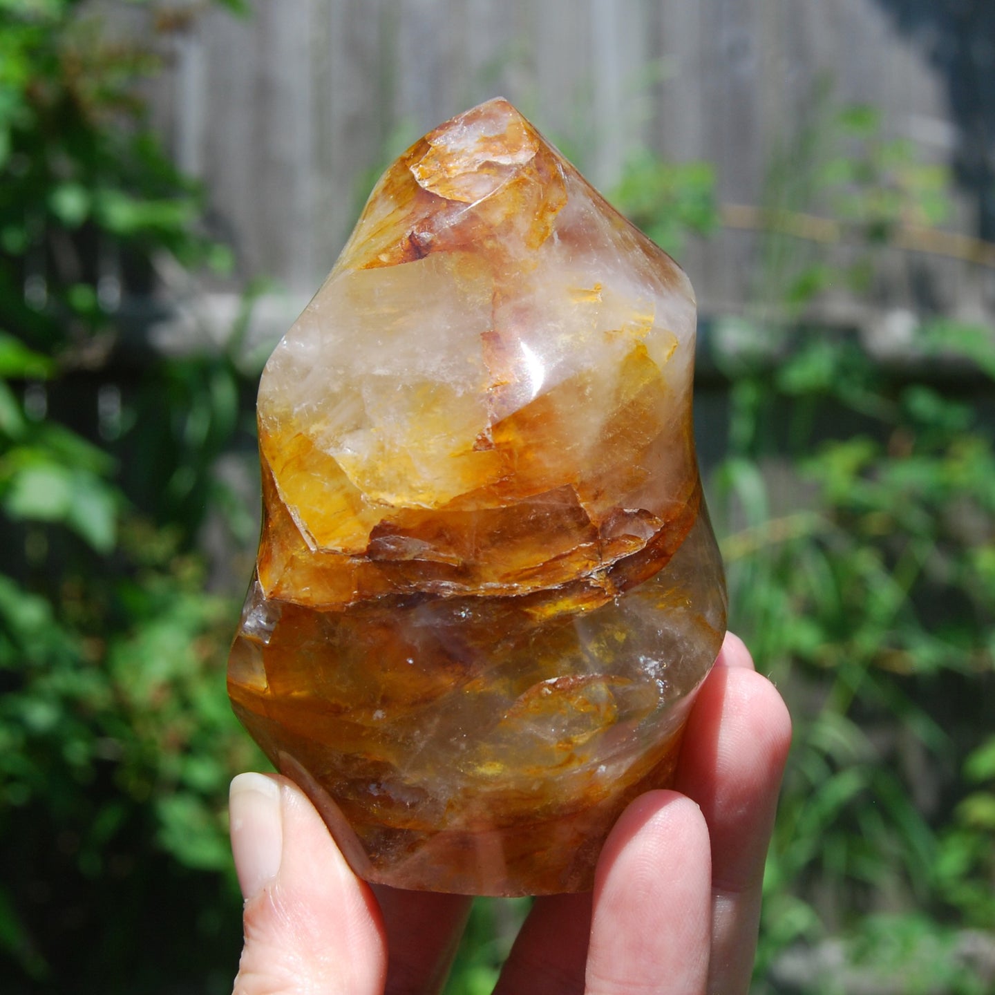 Golden Healer Quartz Carved Crystal Flame Tower, Madagascar