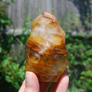 Golden Healer Quartz Carved Crystal Flame Tower, Madagascar