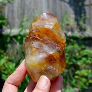 Golden Healer Quartz Carved Crystal Flame Tower, Madagascar