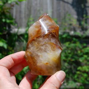 Golden Healer Quartz Carved Crystal Flame Tower, Madagascar