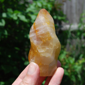 Golden Healer Crystal Flame Tower, Large Yellow Hematoid Quartz Crystal Freeform, Madagascar