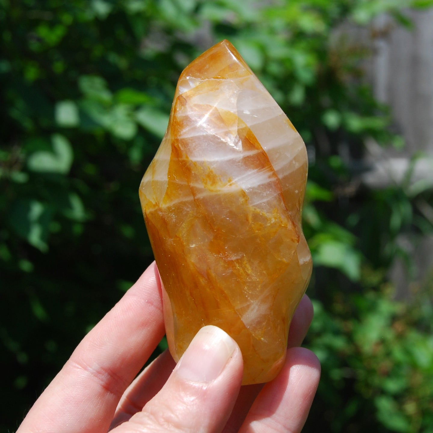 Golden Healer Crystal Flame Tower, Large Yellow Hematoid Quartz Crystal Freeform, Madagascar