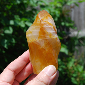 Golden Healer Crystal Flame Tower, Large Yellow Hematoid Quartz Crystal Freeform, Madagascar