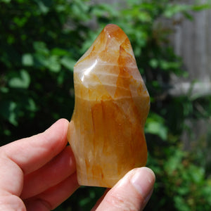 Golden Healer Crystal Flame Tower, Large Yellow Hematoid Quartz Crystal Freeform, Madagascar