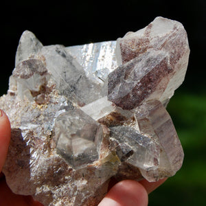 Rare Himalayan Kullu Rutile Quartz Crystal Cluster Floater, Sparkling Red Specular Hematite, Kullu Valley