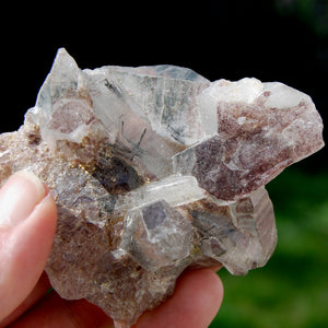 Rare Himalayan Kullu Rutile Quartz Crystal Cluster Floater, Sparkling Red Specular Hematite, Kullu Valley