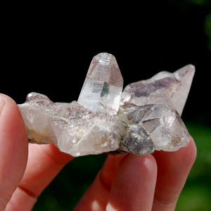 Rare Himalayan Kullu Rutile Quartz Crystal Cluster Floater, Sparkling Red Specular Hematite, Kullu Valley