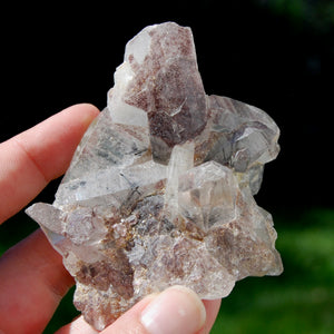 Rare Himalayan Kullu Rutile Quartz Crystal Cluster Floater, Sparkling Red Specular Hematite, Kullu Valley