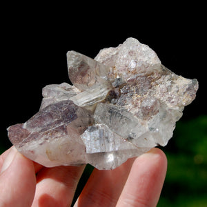 Rare Himalayan Kullu Rutile Quartz Crystal Cluster Floater, Sparkling Red Specular Hematite, Kullu Valley