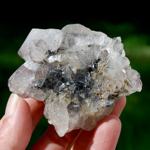 Rare Himalayan Kullu Rutile Quartz Crystal Cluster Floater, Sparkling Red Specular Hematite, Kullu Valley