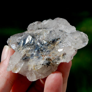 Rare Himalayan Kullu Rutile Quartz Crystal Cluster Floater, Sparkling Red Specular Hematite, Kullu Valley