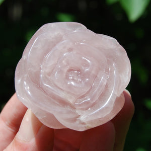 Rose Quartz Carved Crystal Rose