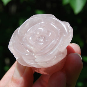 Rose Quartz Carved Crystal Rose