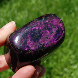 Polished Purpurite Crystal Palm Stone, Flashy Polished Heterosite , Namibia