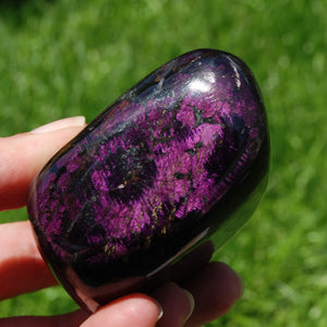 Polished Purpurite Crystal Palm Stone, Flashy Polished Heterosite , Namibia