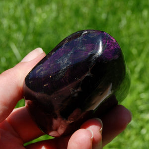 Polished Purpurite Crystal Palm Stone, Flashy Polished Heterosite , Namibia