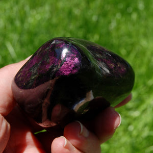 Polished Purpurite Crystal Palm Stone, Flashy Polished Heterosite , Namibia